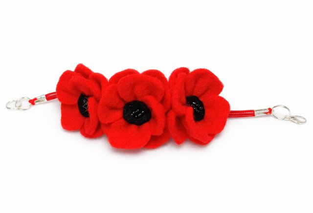 Bransoletka Czerwone Maki Kwiatowa Regulowana Prezent Dzień Mamy Kobiet Handmade