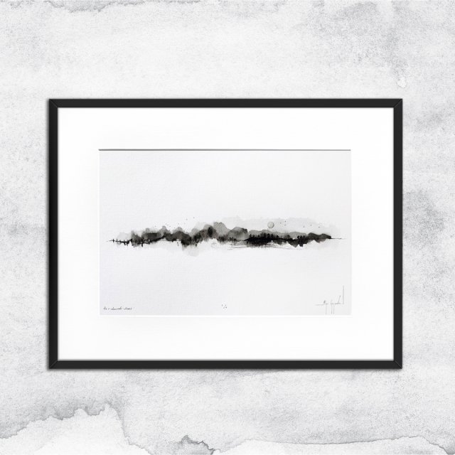 Unikat - tusz i akwarela w ramie