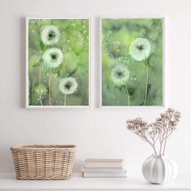 2 Oryginalne akwarele A4. Dmuchawce