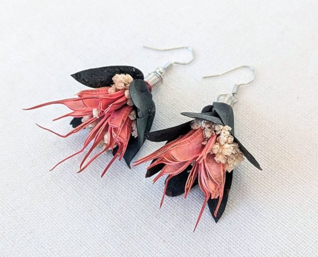 Kolczyki kwiaty różowy dzwonek z naturalnych roślin i kwiatów