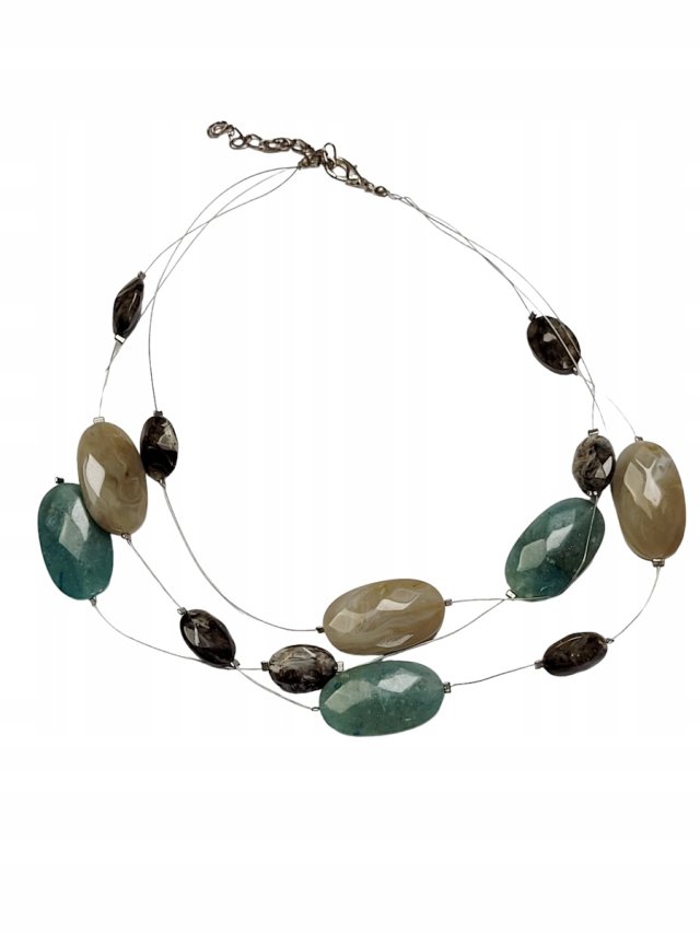 Naszyjnik kolia trzyrzędowy kolory ziemi