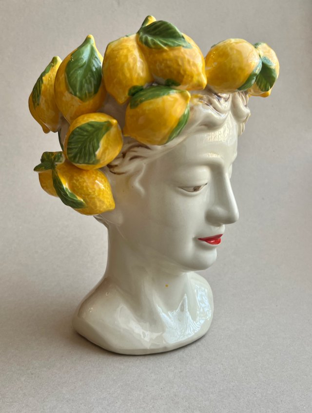 Sicilian Moorish Head with Lemon Wreath - Made in Italy ❤ Duża donica ❤