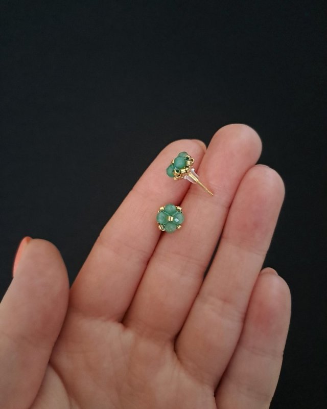 Delikatne Zielone Kolczyki Sztyfty - Awenturyn