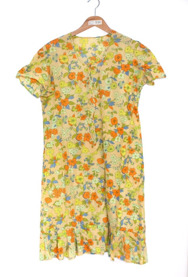 STYLONOWA sukienka kawiaty PRL  hand made L/XL