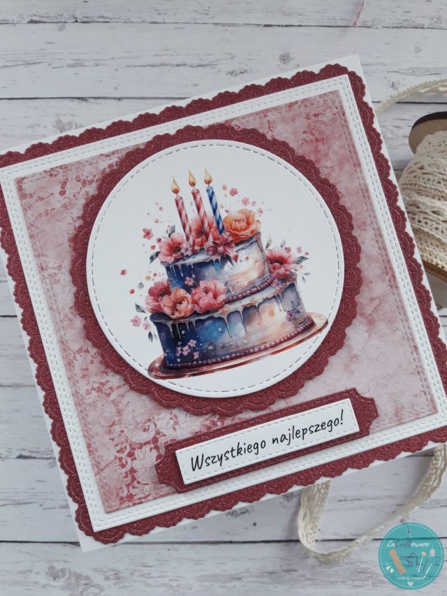 Kartka urodzinowa z tortem 2, dla kobiety