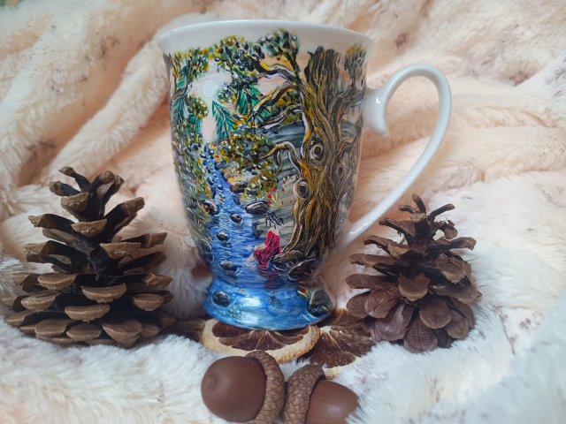 ,,Odpoczynek,, Ręcznie malowany kubek 300 ml.