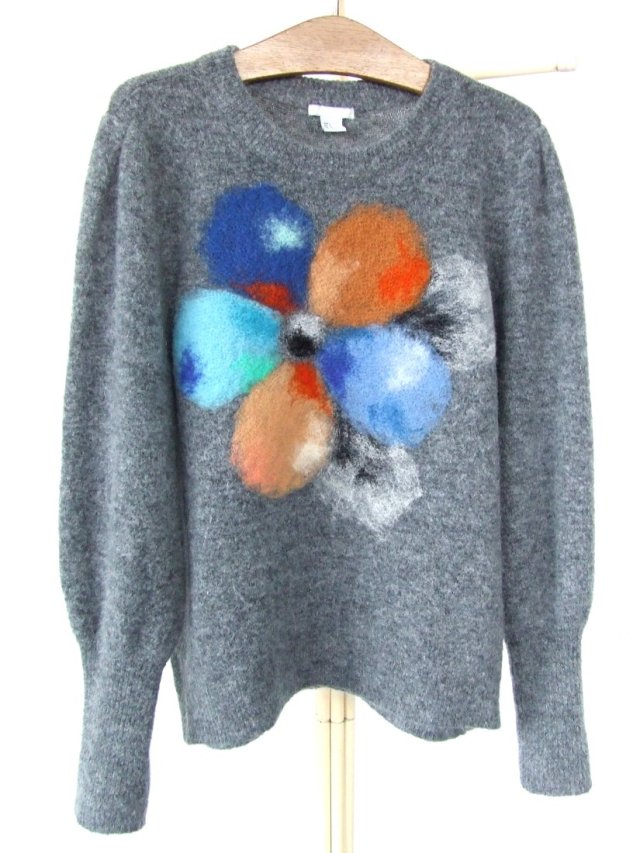 klasyczny szary ciepły sweter L z wełną moher