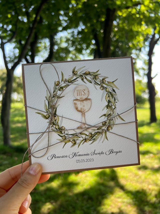 Kartka komunijna personalizowana pamiątka komunii z życzeniami