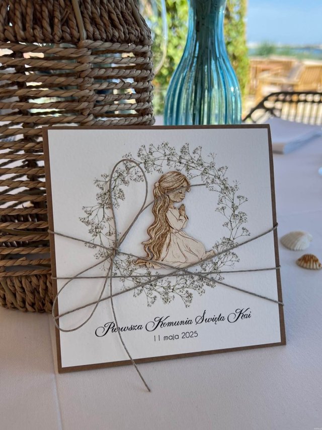Kartka komunijna personalizowana pamiątka komunii z życzeniami