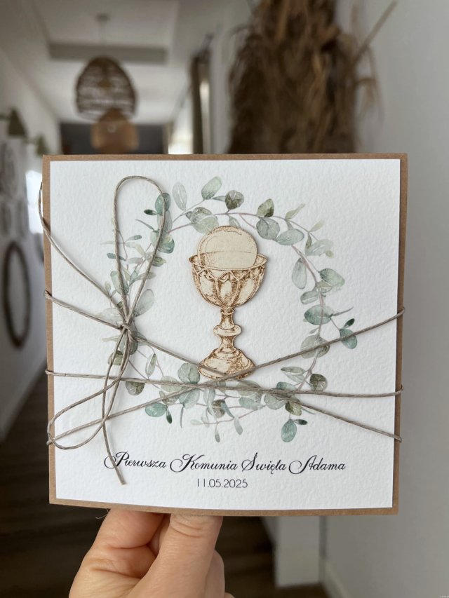 Kartka komunijna personalizowana pamiątka komunii z życzeniami