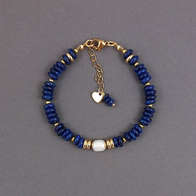 Bransoletka z lapis lazuli z perłą