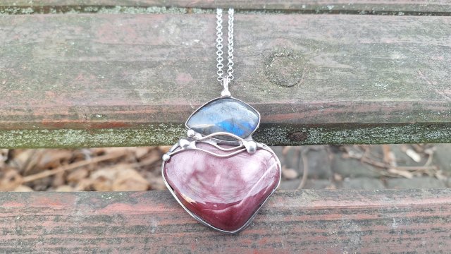 Mokait i labradoryt - wisiorek