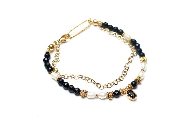 Onyx and pearls /27.11.25/ bransoletka - Szlachetna kolekcja