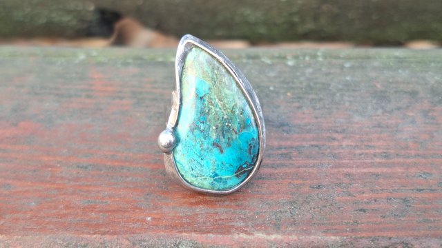 Chryzokola z azurytem - pierścionek regulowany