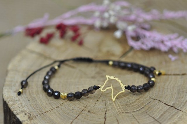 Koń / Konie - bransoletka z koniem, srebro pozłacane 925