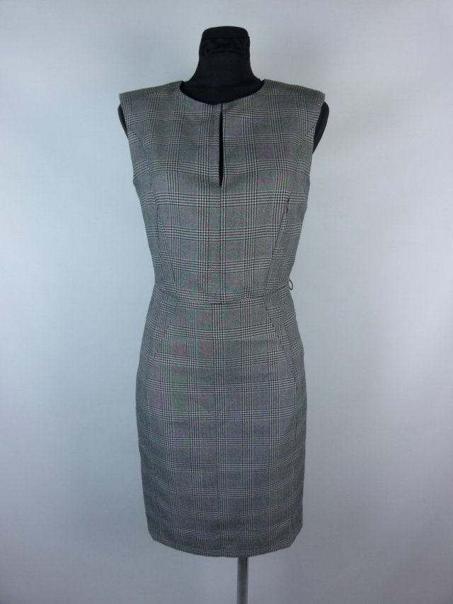 Mango ołówkowa sukienka do kolan kratka / XS-S
