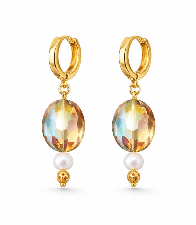 kolczyki CRYSTAL GOLD srebro złocone i perły