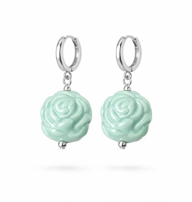 kolczyki MINT ROSES- srebro złocone