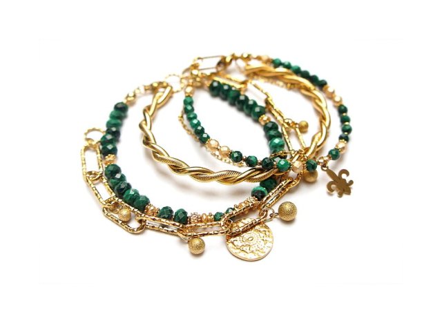 Zestaw bransoletek Malachity vol. 2 - Szlachetna kolekcja