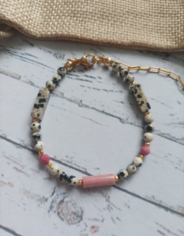 Bransoletka z kamieni naturalnych jaspis rodonit