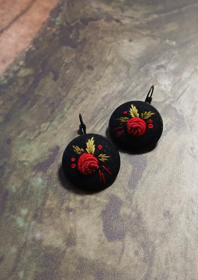 Ręcznie haftowane kolczyki  DLA FRANCISZKI