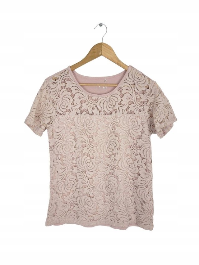 VRS bluzka pudrowy róż koronka luźna 40 L