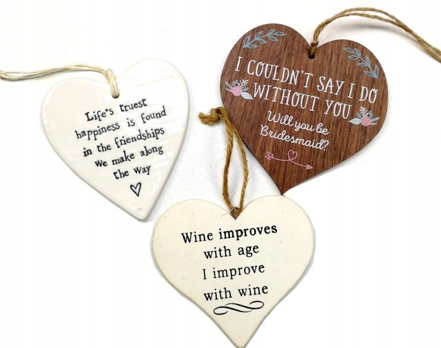 stylowe  ZAWIESZKI decory SERCA sentencje 3szt