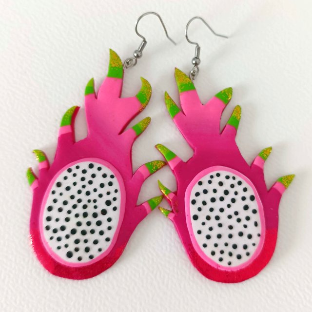 Duże Neonowe Kolczyki Smoczy Owoc