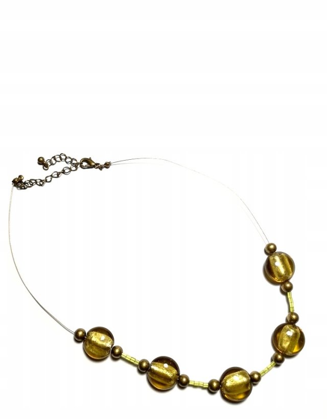 Delikatny NASZYJNIK oliwkowe  pastylki  na żyłce