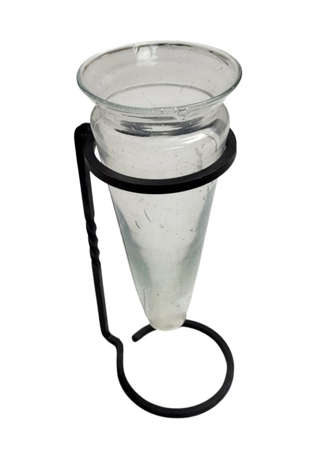 Szklany wazon decor w metalowym stojaku