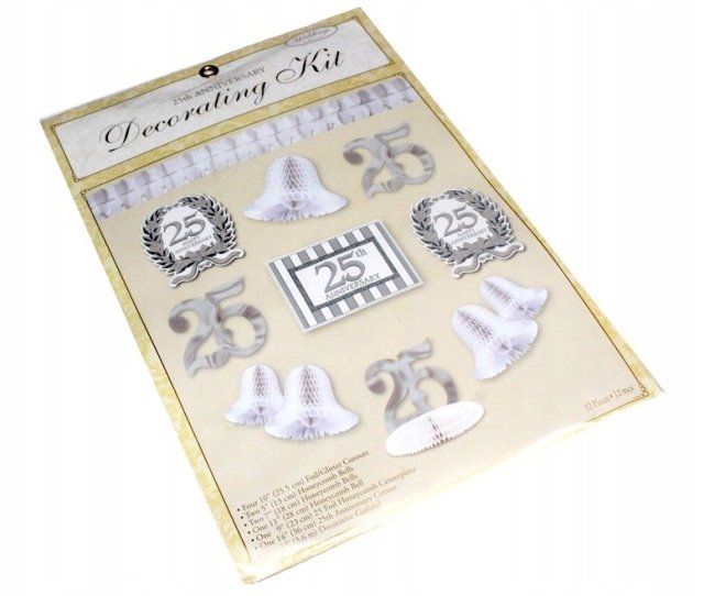 DEKORACJE na 25 rocznicę zestaw mix NOWY 12 elementów