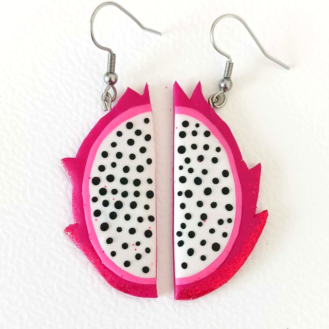 Duże Neonowe Kolczyki Smoczy Owoc