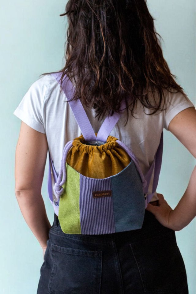 Kolorowy mini plecak damski patchwork