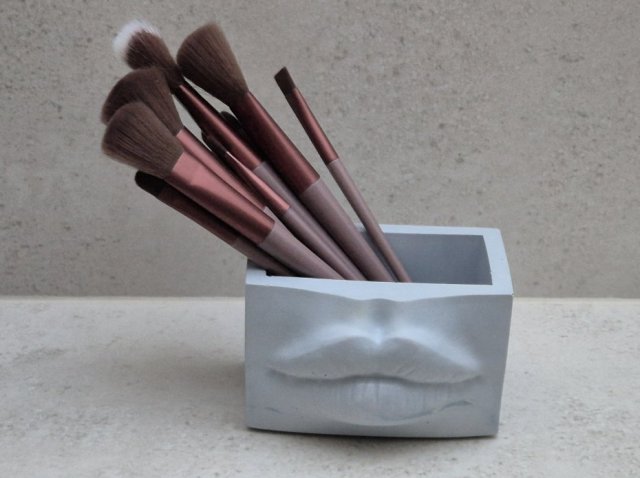 Pojemnik dekoracyjny USTA - niebieski marmurkowy