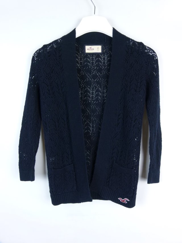 Hollister granatowy ażurowy sweter narzutka / XS