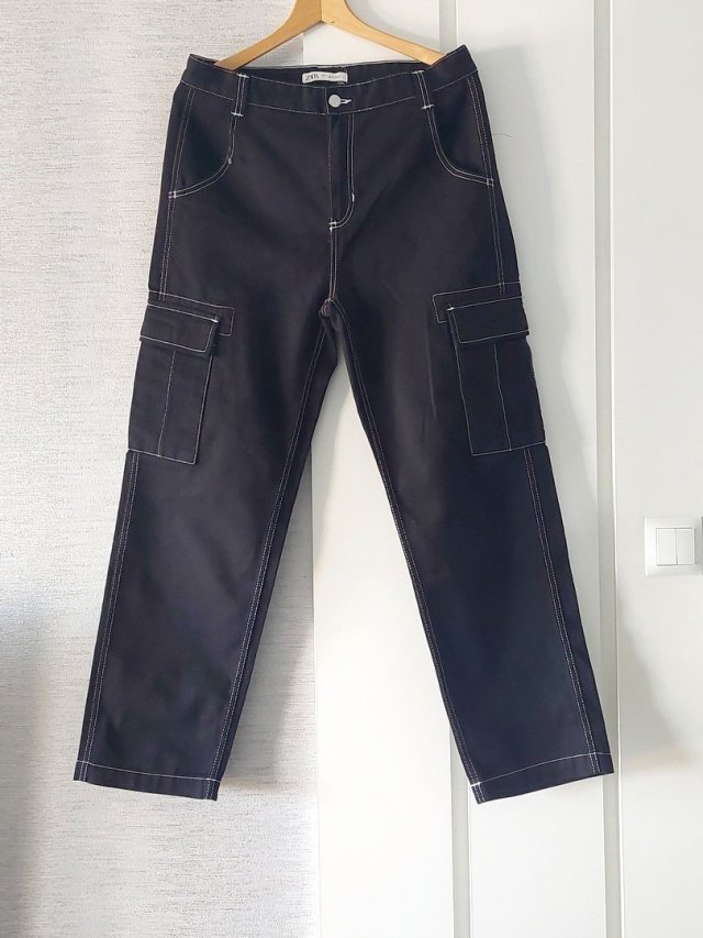 zara bawełniane cargo, wysoki stan