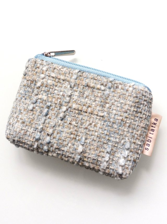 Mały portfelik card holder z plecionki Błękitny