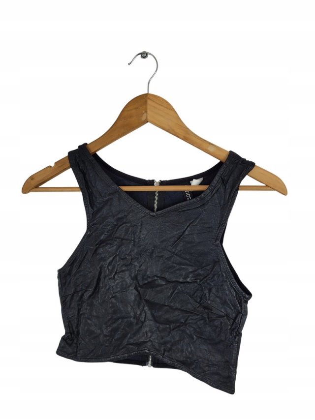 H&M crop top ekoskóra podszewka zip 34 XS