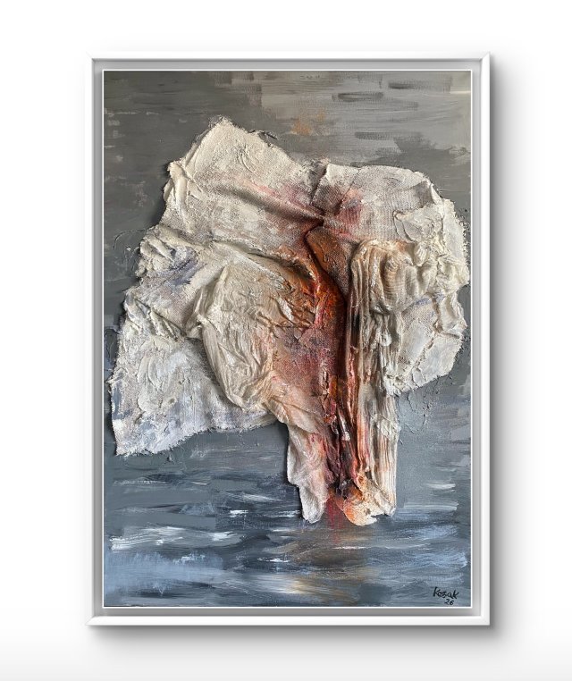 Struktury - Żródło (Structures – Source 75x110) - oryginalny obraz strukturalny na płótnie, abstrakcja, textured painting, abstract canvas wall