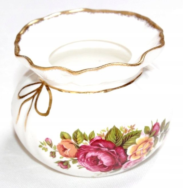 FENTON RÓŻE porcelanowy mini wazonik England