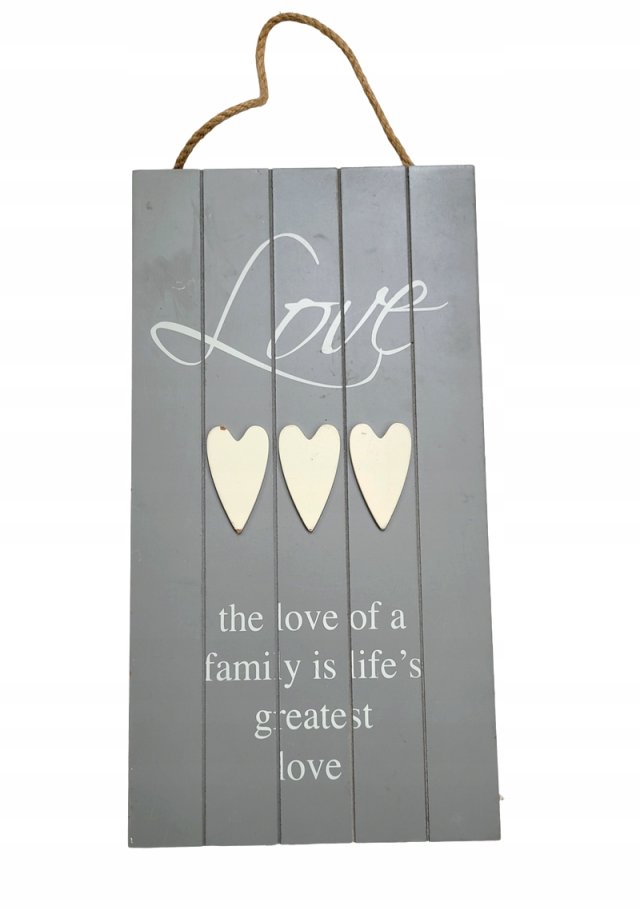 Rustykalna zawieszka 38cm grey sielska LOVE