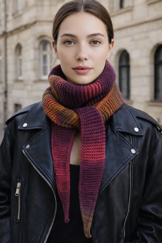 Ręcznie robiony duży ciepły miękki szalik komin Sophie vegan