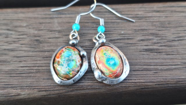 Kolorowe jaspisy - kolczyki