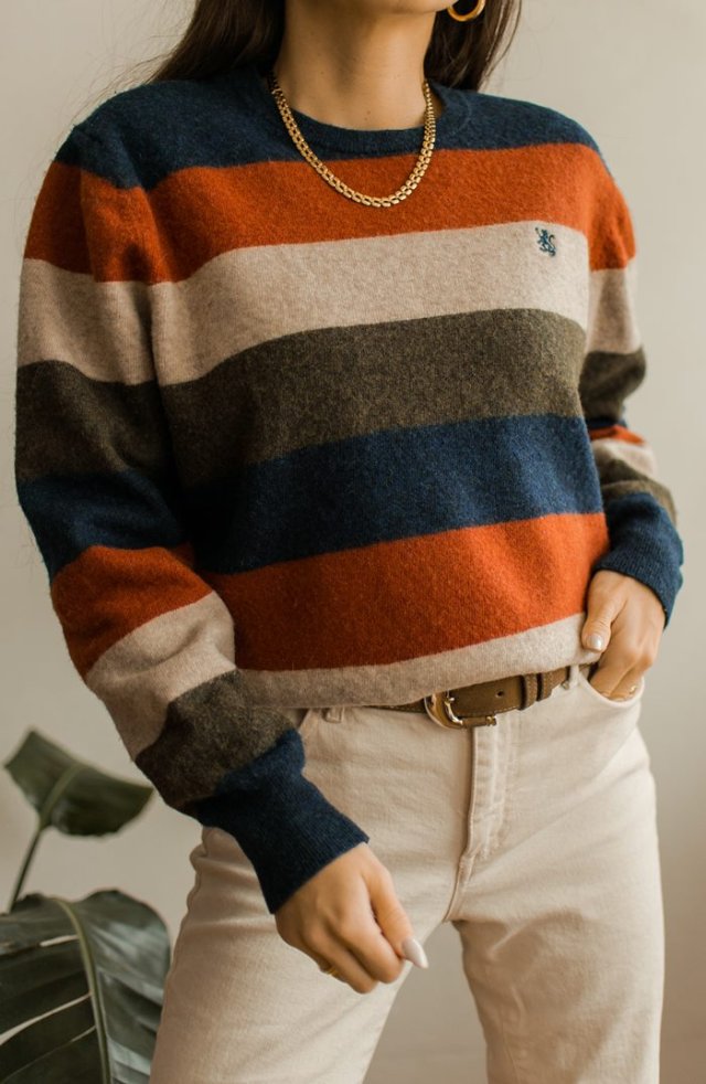 Kolorowy wełniany sweter XL