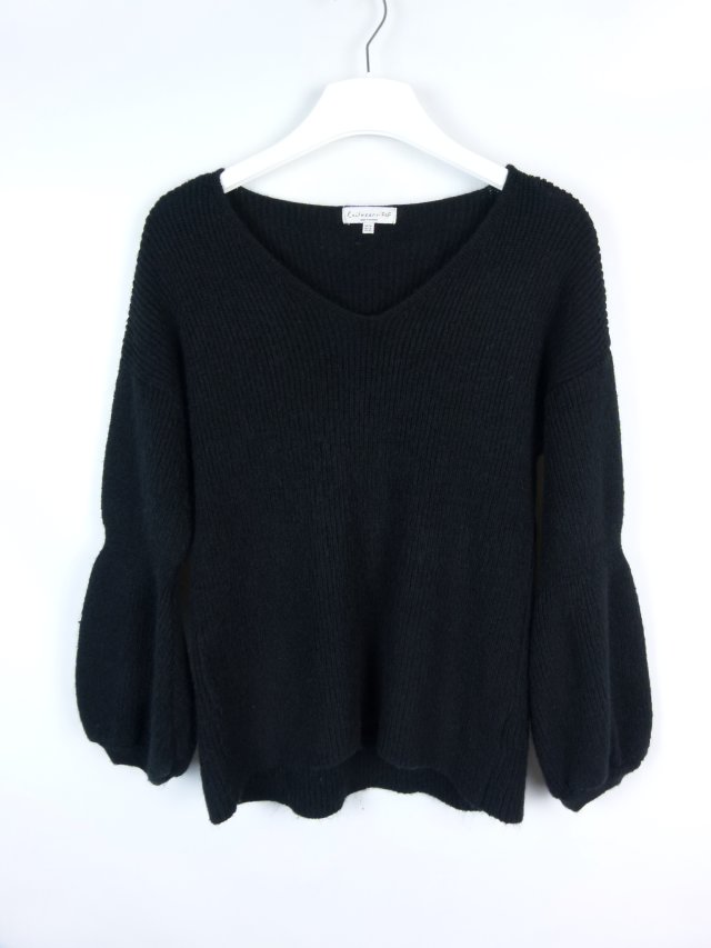 Knitwear by F&F czarny sweter z bufiastymi rękawami 14 / 42