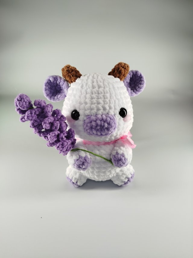Lawendowa krówka Handmade - ręcznie robiona - amigurumi