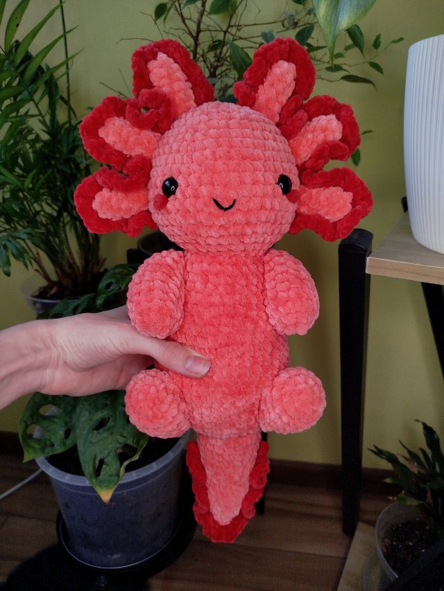 Ręcznie robiony axolotl Amigurumi - Maskotka Handmade
