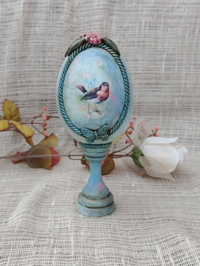 Pisanka dekoracyjna Romantyczny Ptaszek w stylu vintage