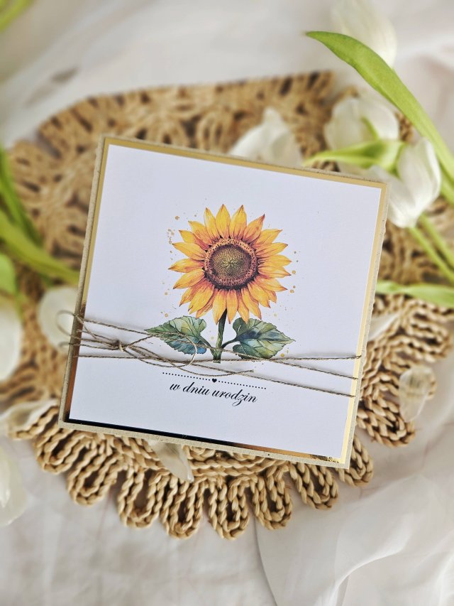 Kartka urodzinowa ze słonecznikiem na zamówienie