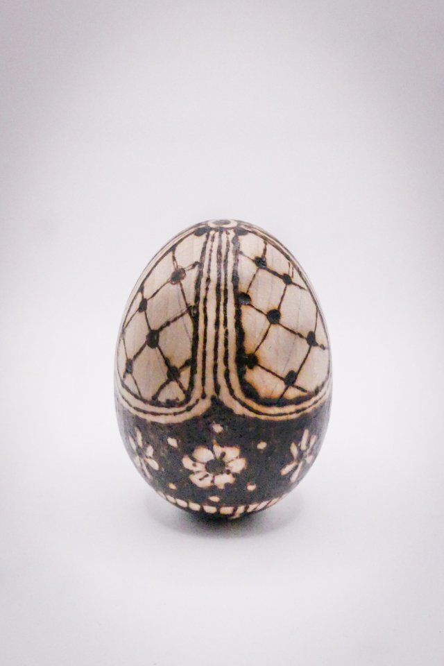 Ręcznie dekorowane drewniane jajko – pirografia,  buk, upominek na Wielkanoc, Easter, egg